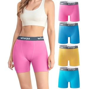 wirarpa Boxershort voor dames, katoen, briefs voor onder jurk, voor fietsen, lange onderbroek, zomer, verpakking met 4 stuks, S