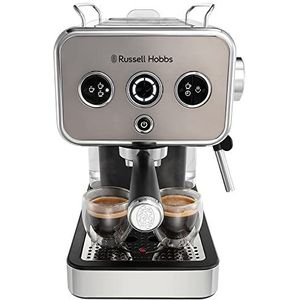 Russell Hobbs Espressomachine [Filterhouder] Distinctions RVS Titanium (15 Bar, 1 & 2 Kopjes, ESE Pads, Automatische Dosering & Handmatige Optie, Stoompijpje Voor Heet Water & Melkschuim) 26452-56