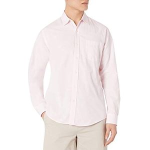 Amazon Essentials Men's Casual poplin overhemd met normale pasvorm en lange mouwen, Roze, XS