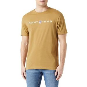 Gedrukt Graphic SS T-shirt, Mustard Beige, S