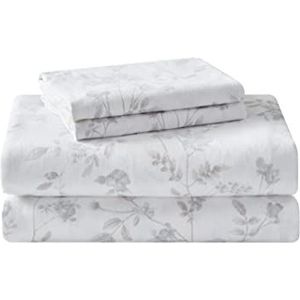 Laura Ashley Home | Fawna collectie | Premium Super zachte 100% katoenen flanellen velset, anti-rimpel, anti-vervagen, vlekbestendig en hypoallergeen (volledig, grijs)