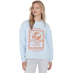 Trendyol Dames Regular Standard Hood Knit Sweatshirt, Lichtblauw, S