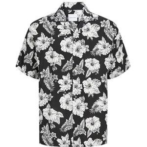 JJGURU Monochroom AOP Resort Shirt SS, zwart, L