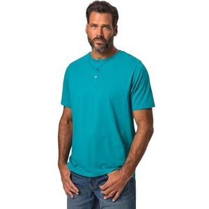 JP 1880 Heren grote maten grote maten Menswear L-8XL JP1880 Henley, basic, knoopsluiting, halve mouw, tot 7 XL 726695, turquoise, 3XL