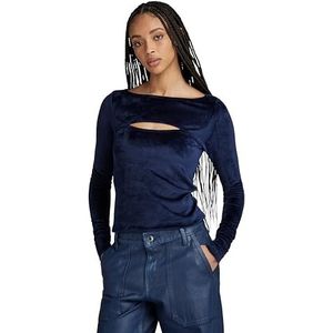 G-STAR RAW Dames Cut-Out Slim Boat T-shirt met lange mouwen, blauw (Warm Sartho D23811-d422-c423), L