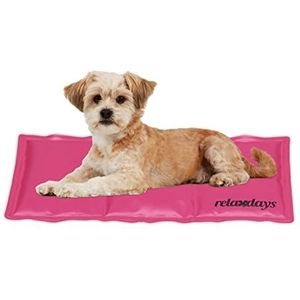 Relaxdays koelmat hond, 20 x 35 cm, gel, schoonmaken met vochtige doek, verkoelende mat voor huisdieren, roze