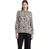 Olijfgroene Blouse - Lange Mouwen - Grafische Print - Overhemdkraag