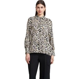 Olijfgroene Blouse - Lange Mouwen - Grafische Print - Overhemdkraag
