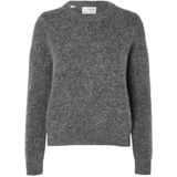 SELECTED - Trui 'Sia' - Grijs Gemêleerd - Gebreide Trui