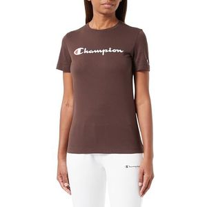 Champion Legacy American Classics W-Light Cotton Jersey S-s Regular Crewneck T-shirt voor dames, Bruin, L