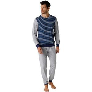 LVB Pyjama met lange mouwen en lange broek, blauw en grijs, S heren, Blauw en grijs, S