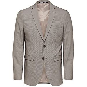 SELECTED HOMME Mannelijke blazer slim fit, Brownie/Detail: houndstooth, 50