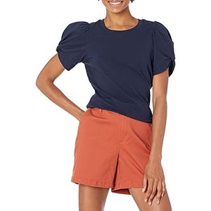 Amazon Essentials Klassiek T-shirt met ronde hals en twist-mouwen voor dames, marineblauw, M