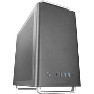 Mars Gaming MCELITE, High Performance Metal Micro-ATX PC Case, Ontwerp van Laterale Bovenste Mesh, 3x FDB Fans, Mini Tower Aluminium Voeten en Handgrepen, Ondersteuning Dual PSU ATX en SFX, Zwart