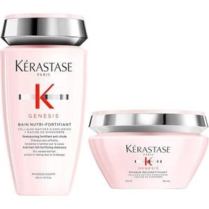Kérastase, Versterkende routine tegen haaruitval, Set met Shampoo en Masker, Reinigt, Voedt & Versterkt, Edelweiss & Gemberwortel, Voor droog en verzwakt haar, Genesis