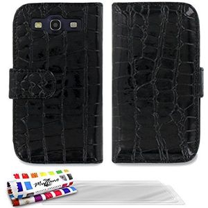 Muzzano - Case voor Samsung Galaxy S3 / I9300""CroCoChic"" Premium Black + 3 Screen Protectors zwart (Schwarz + 3 Displayschutzfolien)