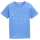 Bikini - Soft Mid Blue - Met Oplichtende Print - Ronde Hals - Korte Mouwen