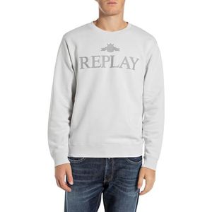 Replay Heren sweatshirt regular fit met ronde hals, 563 Artic Grey, M
