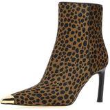 Michael Kors - Kasia - Enkellaarsjes - Bruin - Imitatie Dierenhuid - Hoge Hak