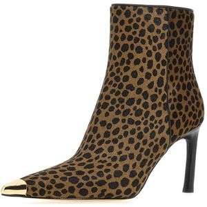 Michael Kors - Kasia - Enkellaarsjes - Bruin - Imitatie Dierenhuid - Hoge Hak