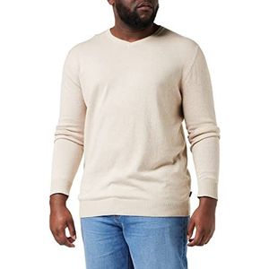 JACK & JONES Gebreide trui met ronde hals, effen gebreide trui met ronde hals, Oatmeal/Detail: melange, M