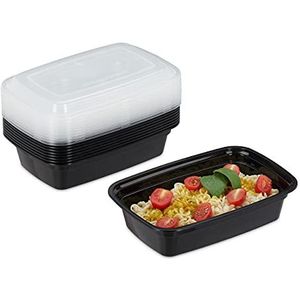 Relaxdays meal prep bakjes - set van 10 - lunchbox 1l - vershouddoos met deksel - lekvrij