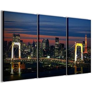 Kunstdruk op canvas, Japanse brug Japanse brug moderne foto's van 3 panelen, klaar om op te hangen, 100 x 70 cm