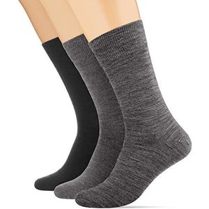 HOM, Set van 3 sokken van hoogwaardige wol, heren, zwart, 43/44 EU