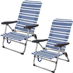 AKTIVE Set van 2 stoelen, aluminium, 5 posities, 61 x 50 x 85 cm, met handvat Mykonos