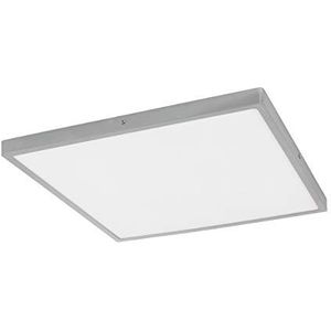 EGLO LED plafondlamp Fueva 1, 1 lichtpunt, plafondlamp, materiaal: aluminium, kunststof, kleur: zilver, wit, L: 60x60 cm, warm wit