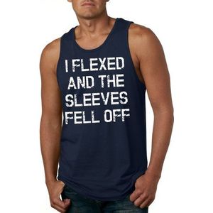 Crazy Dog T-Shirts Tanktop voor heren met opschrift I Flexed and The Sleeves FellOff, Donkerblauw, L