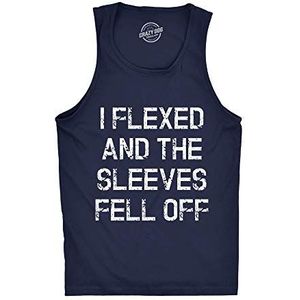 Crazy Dog T-Shirts Tanktop voor heren met opschrift I Flexed and The Sleeves FellOff, Donkerblauw, L