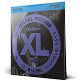 D'Addario Basgitaar Snaren - XL Nickel Bass Snaren - EXL280 - Perfect Intonation, Consistent Feel, Krachtige Duurzaamheid - Voor 4-snarige Basgitaren - 20-52 Piccolo, Long Scale