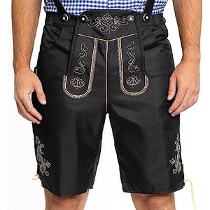 Tannhauser Korte Lederhose Karl met Bretels 100% Cordura Zwart Lederhose Man voor Oktoberfest Heren (XL/54)