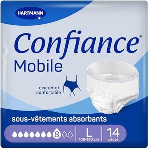 Confiance Mobiel - Absorberende onderbroek voor mannen en vrouwen – absorptieniveau = 8 druppels (belangrijke urineweg) – discreet en effectief – pH-neutraal voor de huid – maat L – 14 stuks
