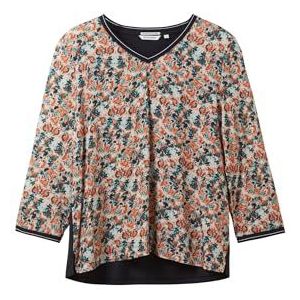 TOM TAILOR Damesshirt met lange mouwen en patroon, 32369 - Small Grey Tie Dye Floral, XS