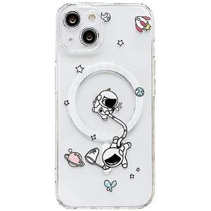 Hoes voor iPhone 13, doorzichtige telefoonhoes met astronaut planeet ster patroon hoes transparant helder ultradun zacht TPU