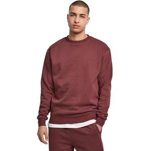 Urban Classics Herensweatshirt met ronde hals, casual sweatshirt voor mannen, losse pasvorm, verkrijgbaar in vele kleurvarianten, maten S-5XL, rood (cherry), S