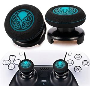 Playrealm FPS Thumbstick Extender & Printing Rubber Siliconen Grip Cover 2 Sets voor PS5 Dualsenese & PS4 Controller (Cthulhu Abyss Blue)