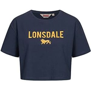 Lonsdale Vrouwen T-Shirt Cropped Oversize Moira, marineblauw/oranje, L