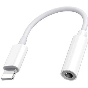 iPhone hoofdtelefoonadapter, Lightning naar 3,5 mm koptelefoonadapter Aux Adapter Jack Audio Converter Adapter compatibel met iPhone 14/13/12/11 Pro/X/XS Max/XR/8/7 ondersteunt alle iOS-systemen, wit