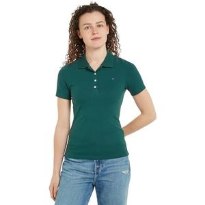 Tommy Hilfiger Dames 1985 Slim Pique Polo SS WW0WW43225 S/S Polo, Sier Groen, L, Groen (Sier Groen), L