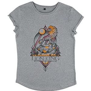 Disney Women's The King-Lion Sphere Organic Rolled Sleeve T-Shirt, Melange Grey, M, grijs (melange grey), M