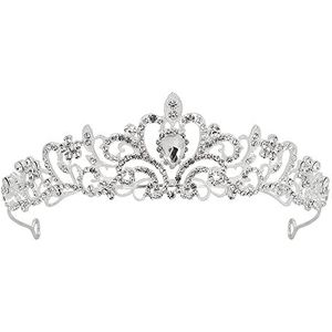 Boland - Tiara Koningin, metaal, haarband, kroon, tiara, prinses, accessoires voor bruiloft, vrijgezellenfeest, themafeest en carnaval