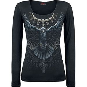 Spiral Raven Skull Shirt met lange mouwen zwart L
