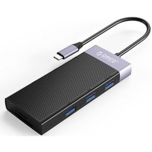 Orico Estación de Acoplamiento 10in1 Hub Actief met 10 Poorten USB-A 3.0 5 Gbps Transfer USB-C Stroomvoorziening 87W Kabel HDMI 1.4 VGA Ethernet Ingangen SD en microSD Kaartlezer