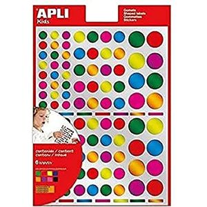 APLI Kids 13529 - Ronde permanente gomets tas Multicolor metallic 6 vellen