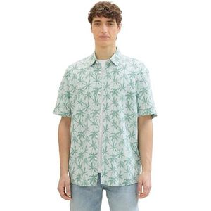 TOM TAILOR Denim heren overhemd, 35588 - Green Summer Palm Print, XXL