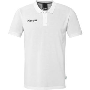 Kempa Prime Polo Shirt Handbal Fitness Poloshirt voor heren, dames en kinderen - T-shirt met polokraag, wit, 164