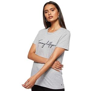 Tommy Hilfiger Heritage T-shirt voor dames, korte mouwen, ronde hals, Lichtgrijs, 3XL